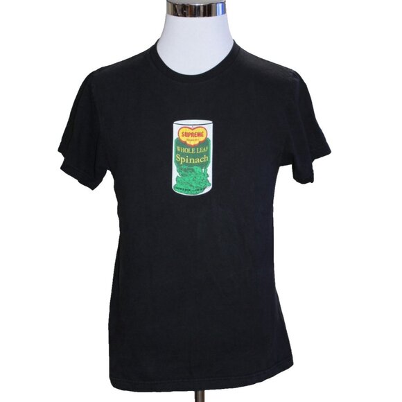 SUPREME Spinach Can Skate Shirt Black Tee Grow a Pair OG Cotton USA Size Medium - Picture 4 of 9